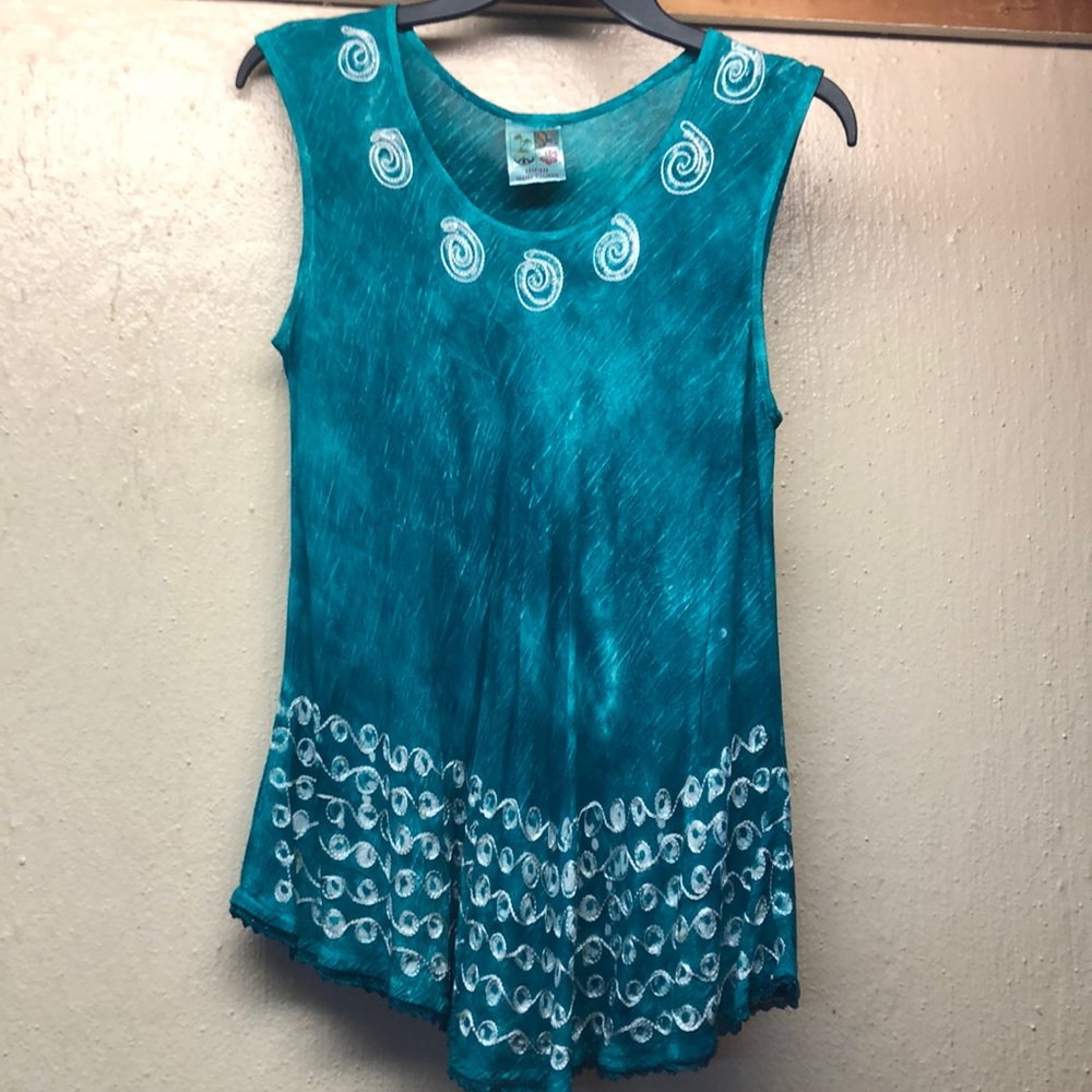 Deep Green/Teal with White Sleeveless-M/L